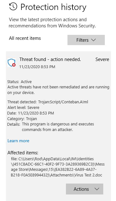 Trojan:Script/Conteban.A!ml - Microsoft Community