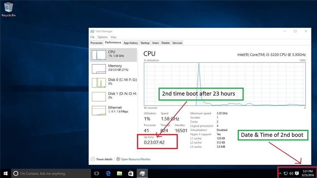 task manager uptime not resetting