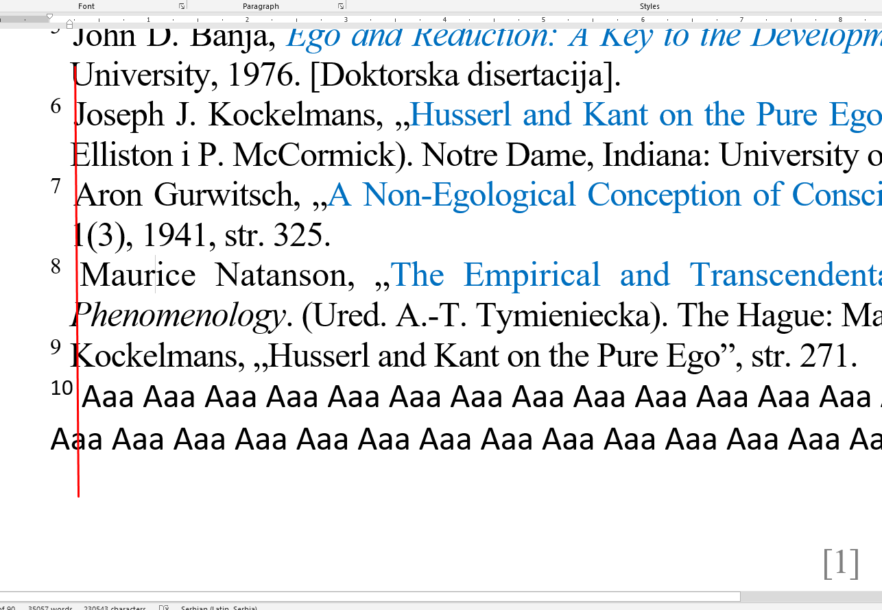 Problem aligning footnote indentation (first line and hanging