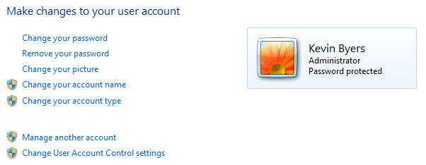 User account name. Windows 7 user account pictures.