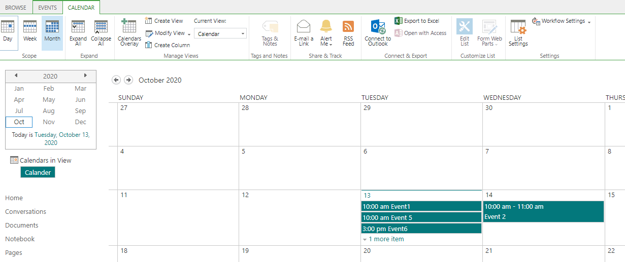 Events not showing up in SharePoint List calendar view - Microsoft ...