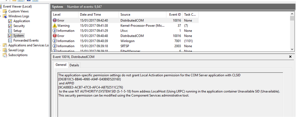 PC crashed - Error Event ID 10016 - DistributedCOM Win10 - Microsoft ...