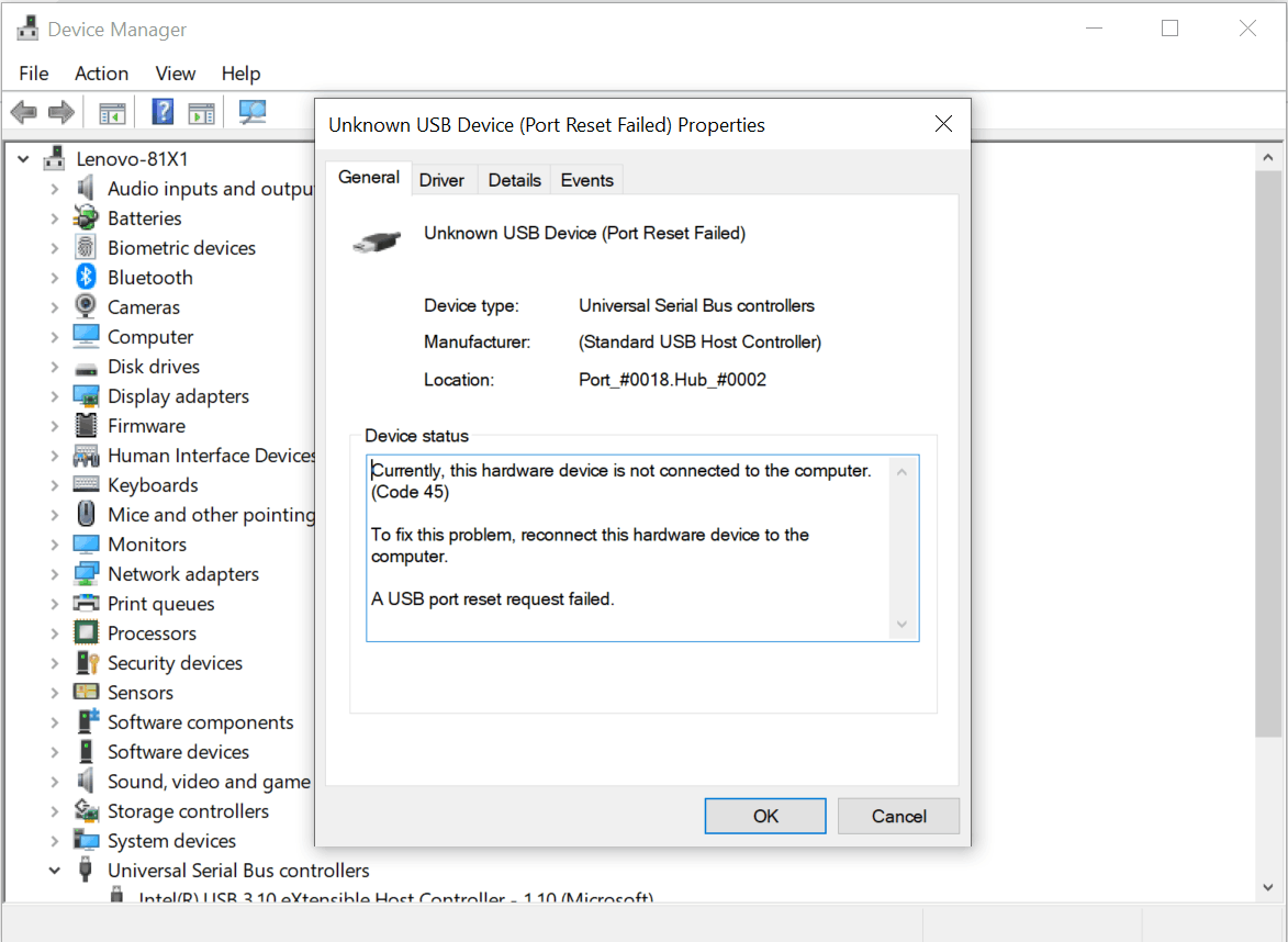 Oprør Giraf Tilsyneladende USB device not recognized" keeps popping up even if I am not - Microsoft  Community