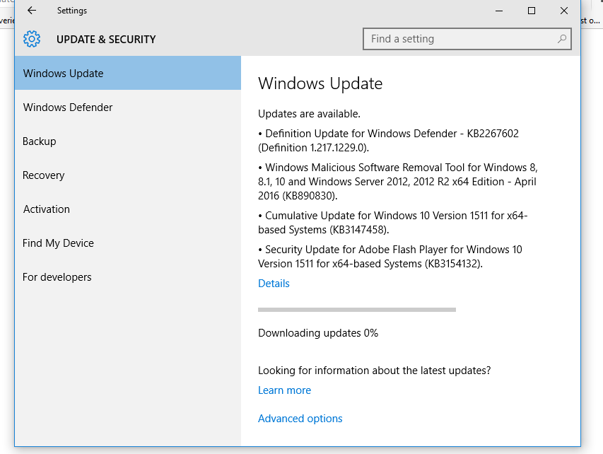 Windows 10 update download stuck at 11 7