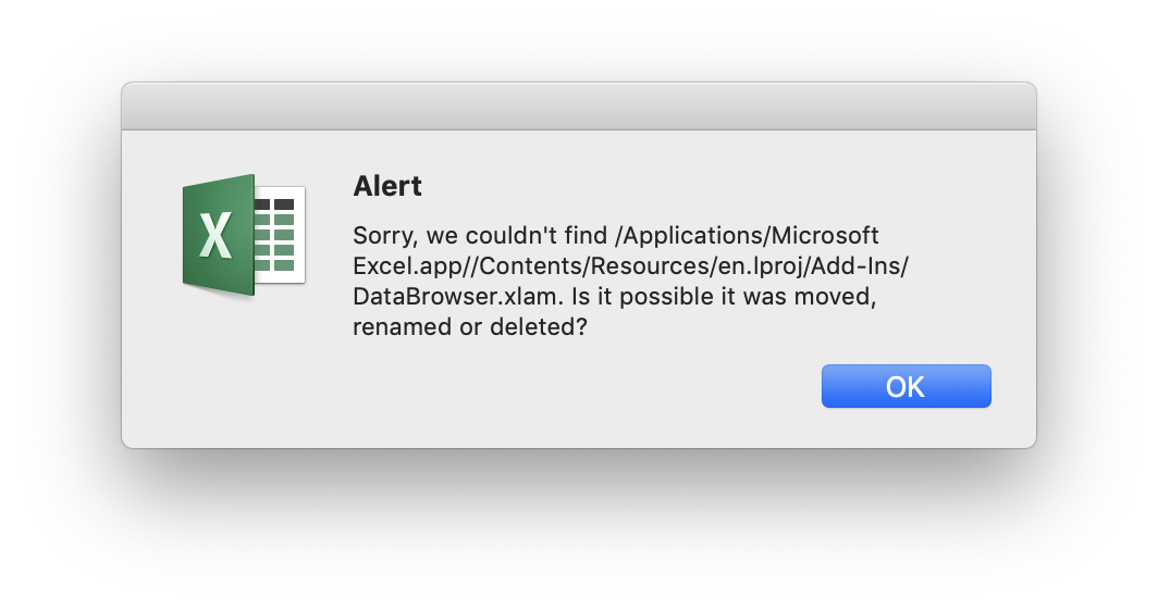 How Do I Stop "Alert. Sorry, We Couldn't Find...DataBrowser.xlam. Is ...