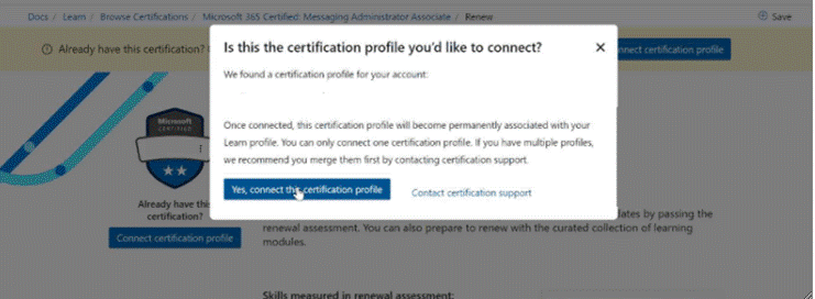 This Certification Profile Is Already Connected With Another Learn ...