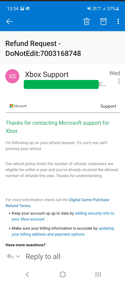 Microsoft store game refund 2024 policy