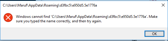 Appdata Roaming How Do I Fix This Error Microsoft Community