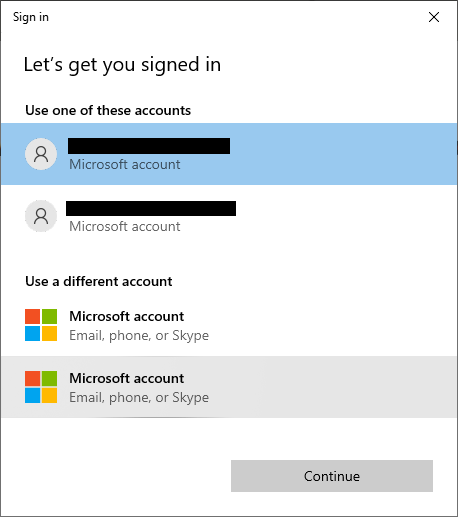 Remove Work or School account option when signing into Microsoft