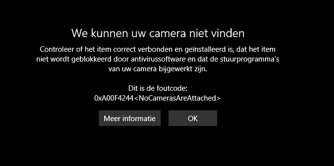 paniek Aanbevolen Het formulier Ingebouwde camera wordt niet gevonden - Microsoft Community