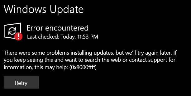 Windows Update 0x8000ffff - Microsoft Community