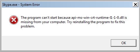 Missing Api Ms Win Crt Runtime L1 1 0 Dll Microsoft Community