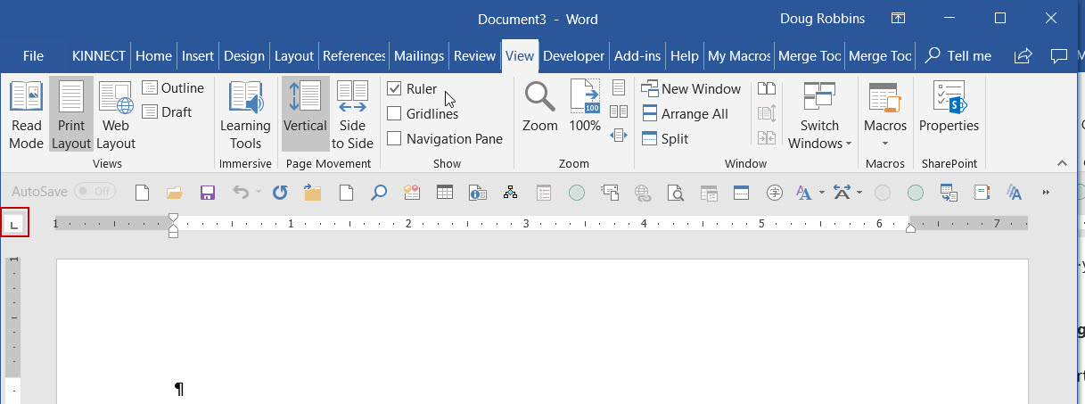 Ruler and tab stop settings in Word (Office 365 subscription) - Microsoft  Community