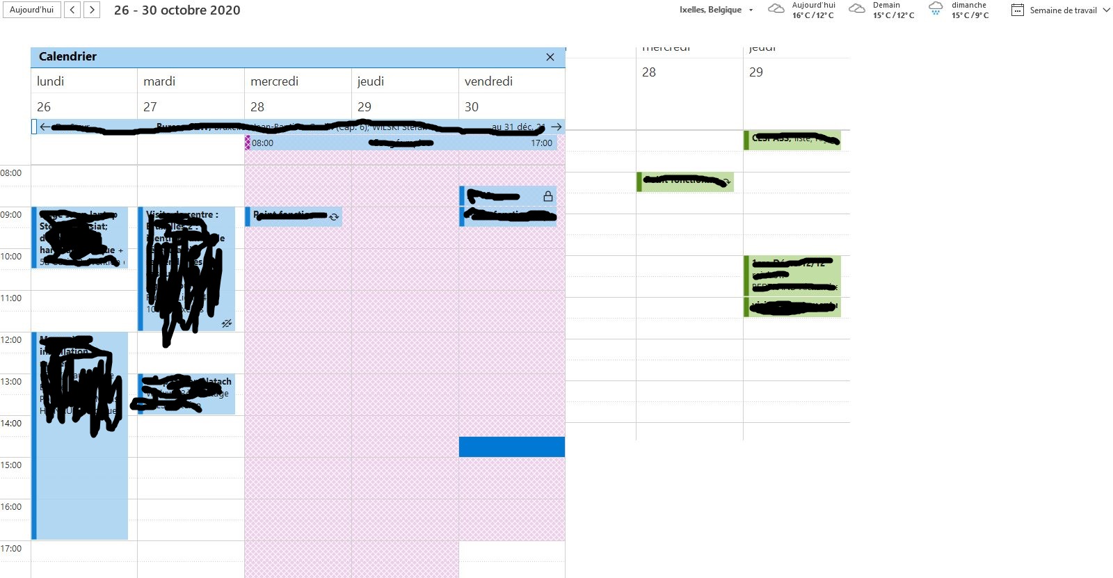 Outlook Calendar side by side view annoyance. Secondary Calendar is