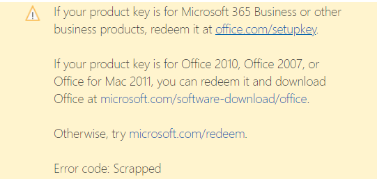 Cannot activate office home & business edition. error code 
