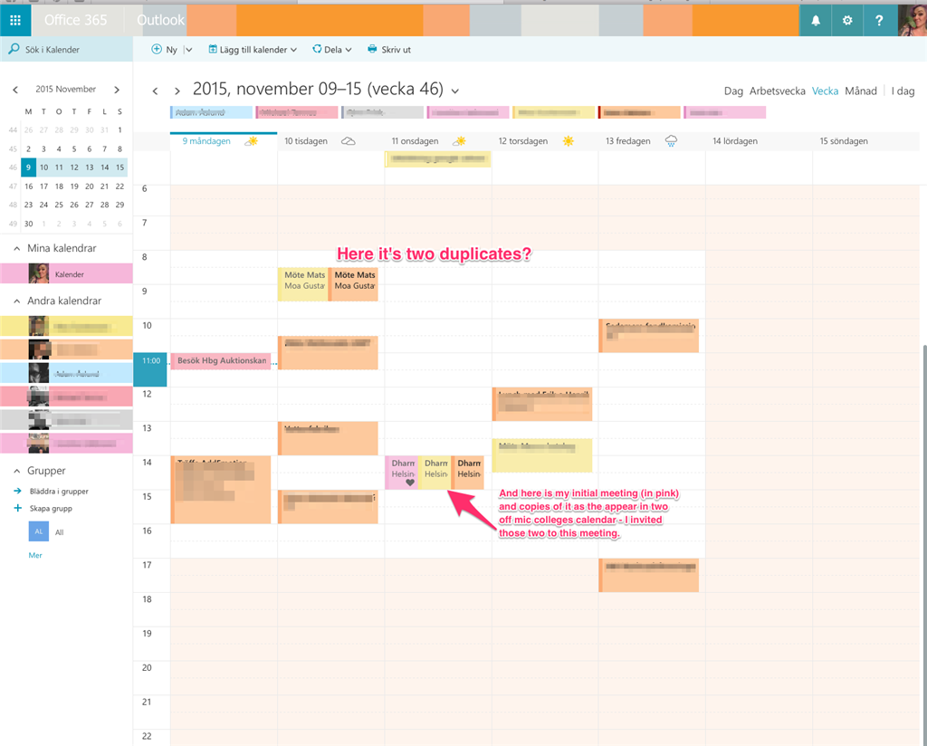 Shared Calendars show quot duplicates quot of same meeting Microsoft Community