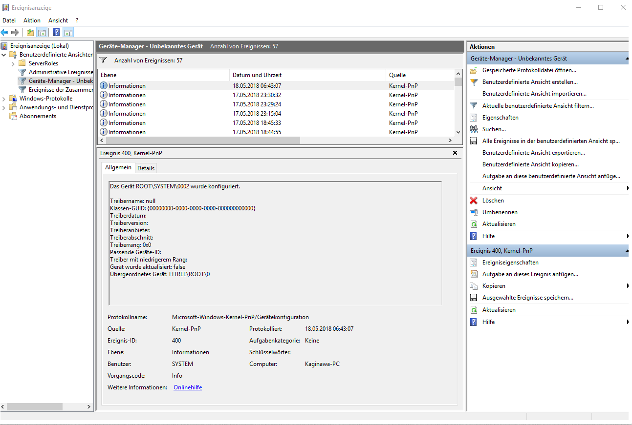Frage zu Unbekanntem gerät im Gerätemanager und daraus Folgenden Kernel Fehlern