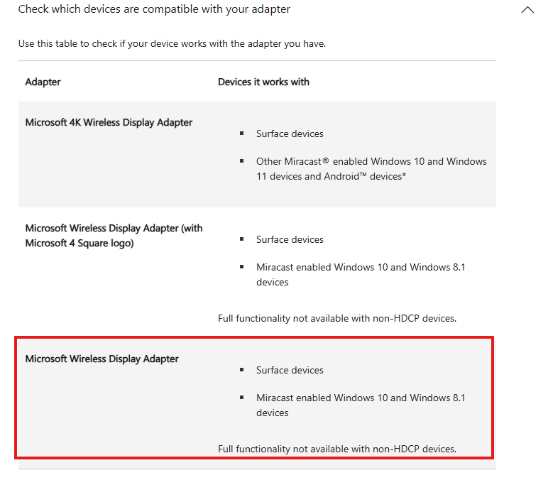 MS Display Adapter showing no signal on Epson EB-E01 projector ...