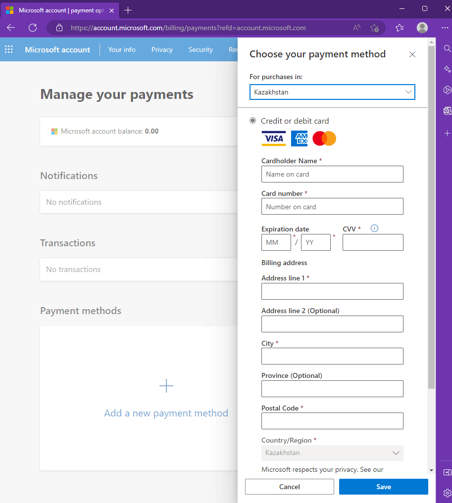 Здравствуйте почему я не могу привязать карту и произвести оплату по -  Сообщество Microsoft