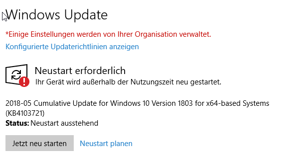 KB4103721 - problems after installation "endless reboot/restart"