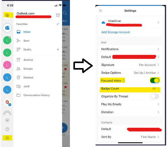 ios outlook バッジ