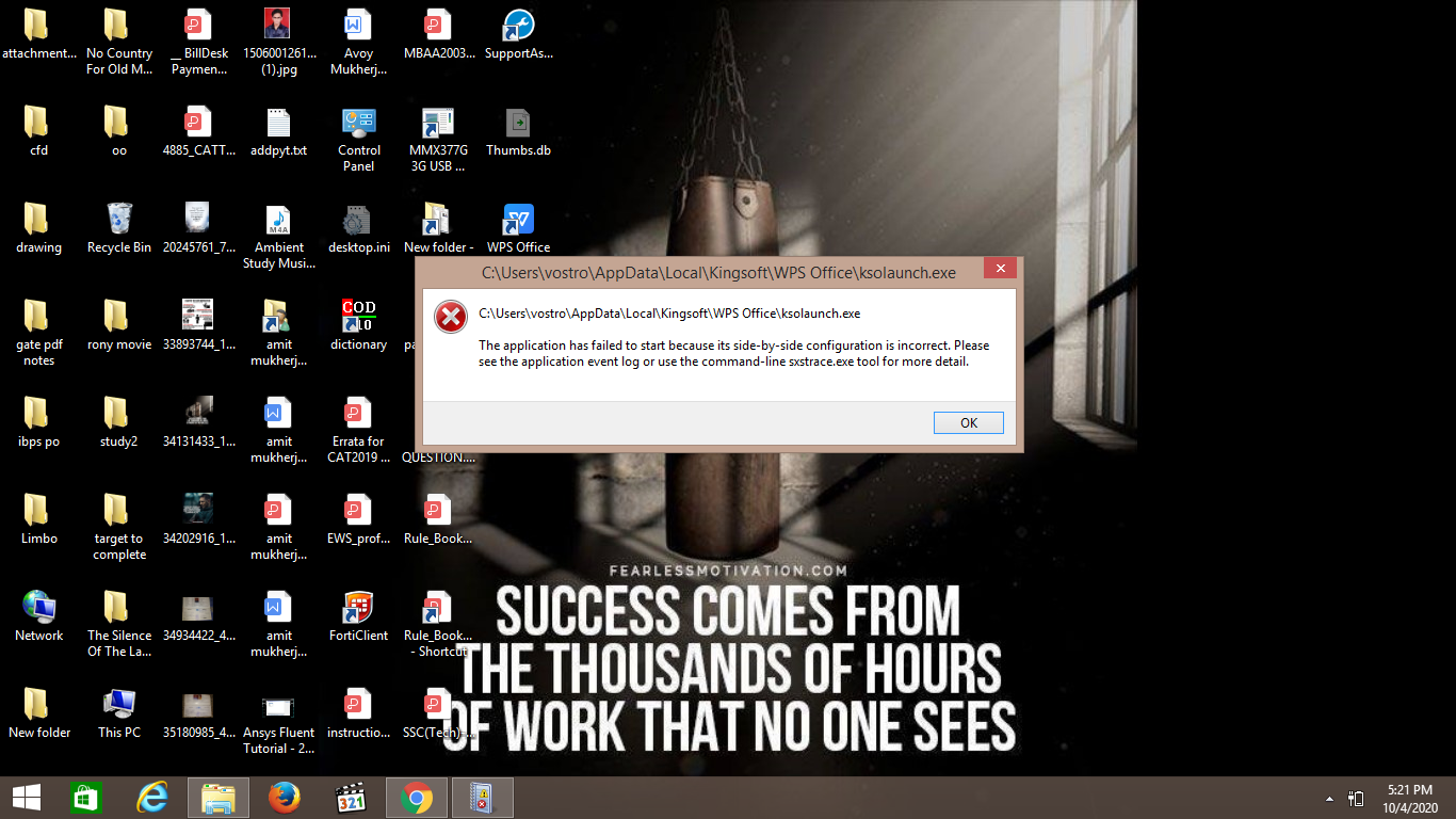 Error showing The application has failed to start because