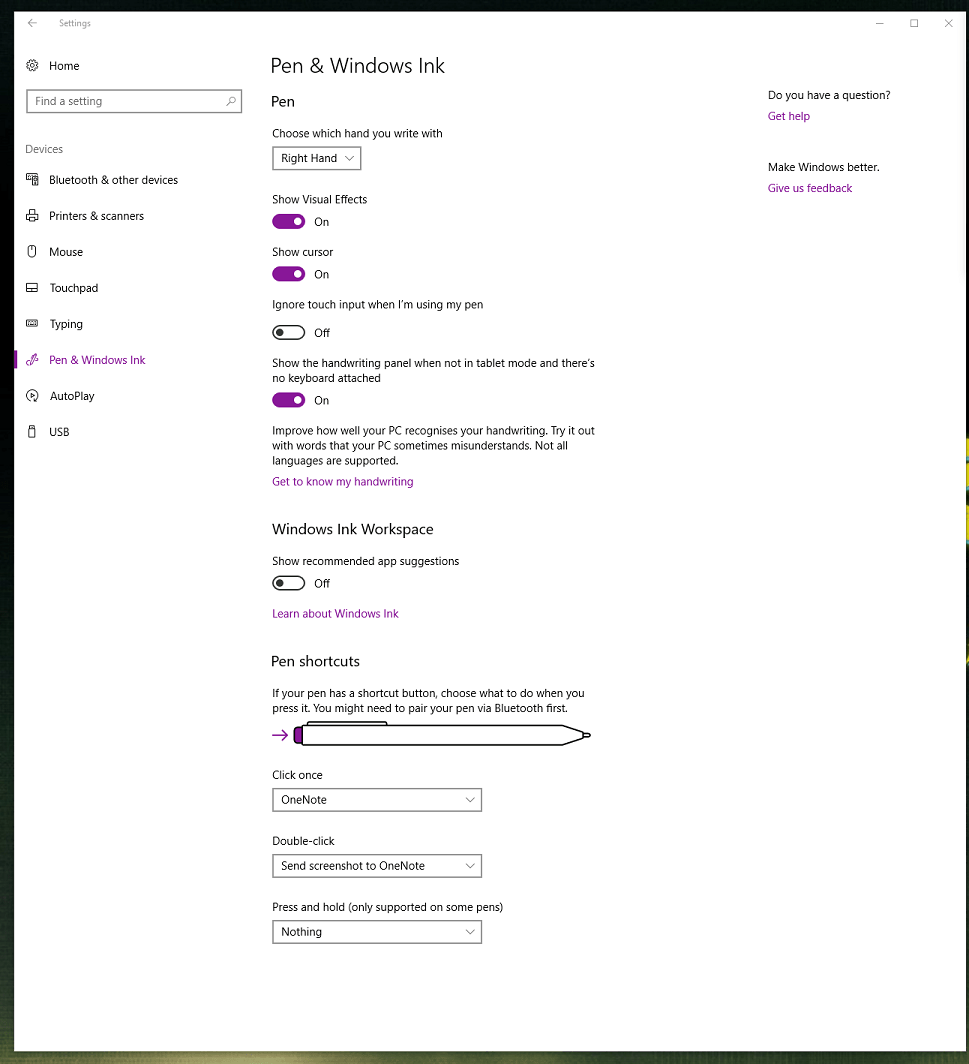 how to turn off pen and windows ink windows 10