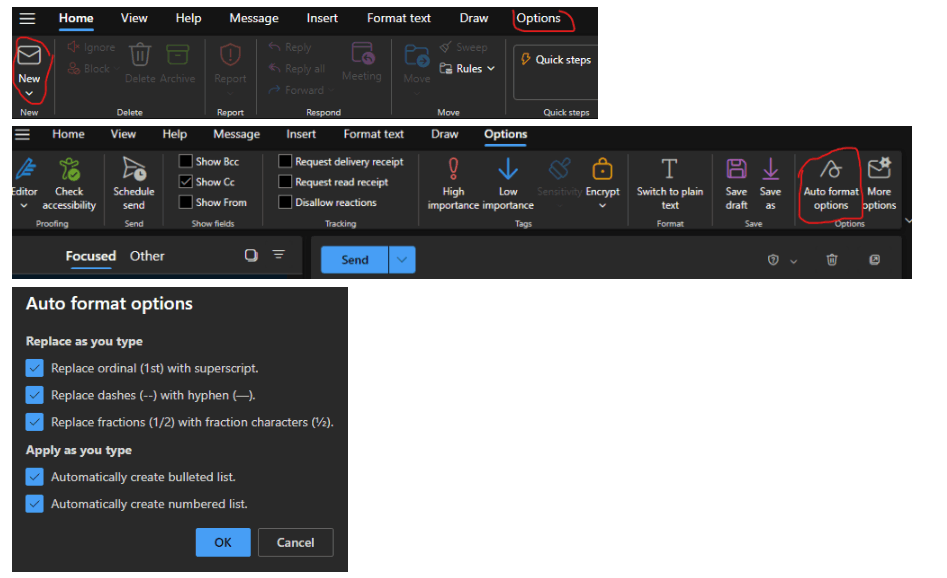 How to turn off auto formatting in office365 outlook microsoft