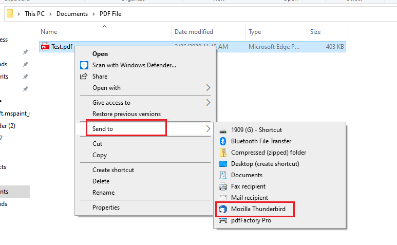 Send files from File Explorer via Thunderbird - Microsoft Community