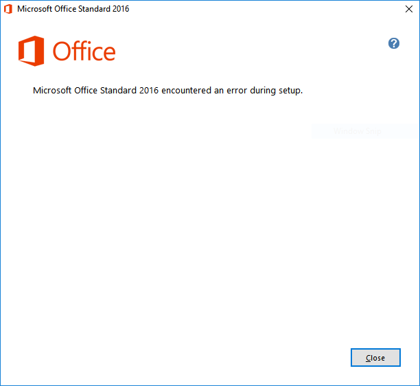 Office 2016 Installation error 
