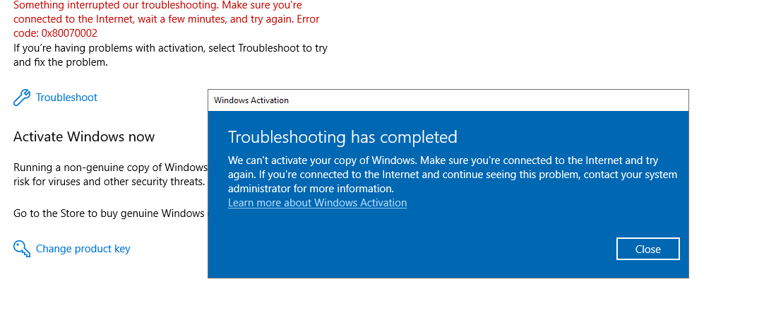 Windows 10 Pro Can&rsquo;t Activate &ldquo;Error 0x80070002&rdquo; - Microsoft Community