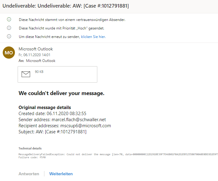 Antworten Auf Microsoft Support Mails - Undeliverable