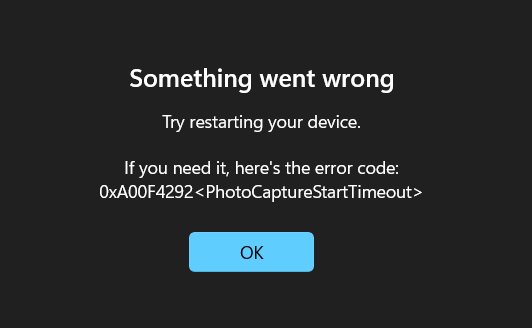 Camera error 0xa00f4292 in windows 11 - Microsoft Community