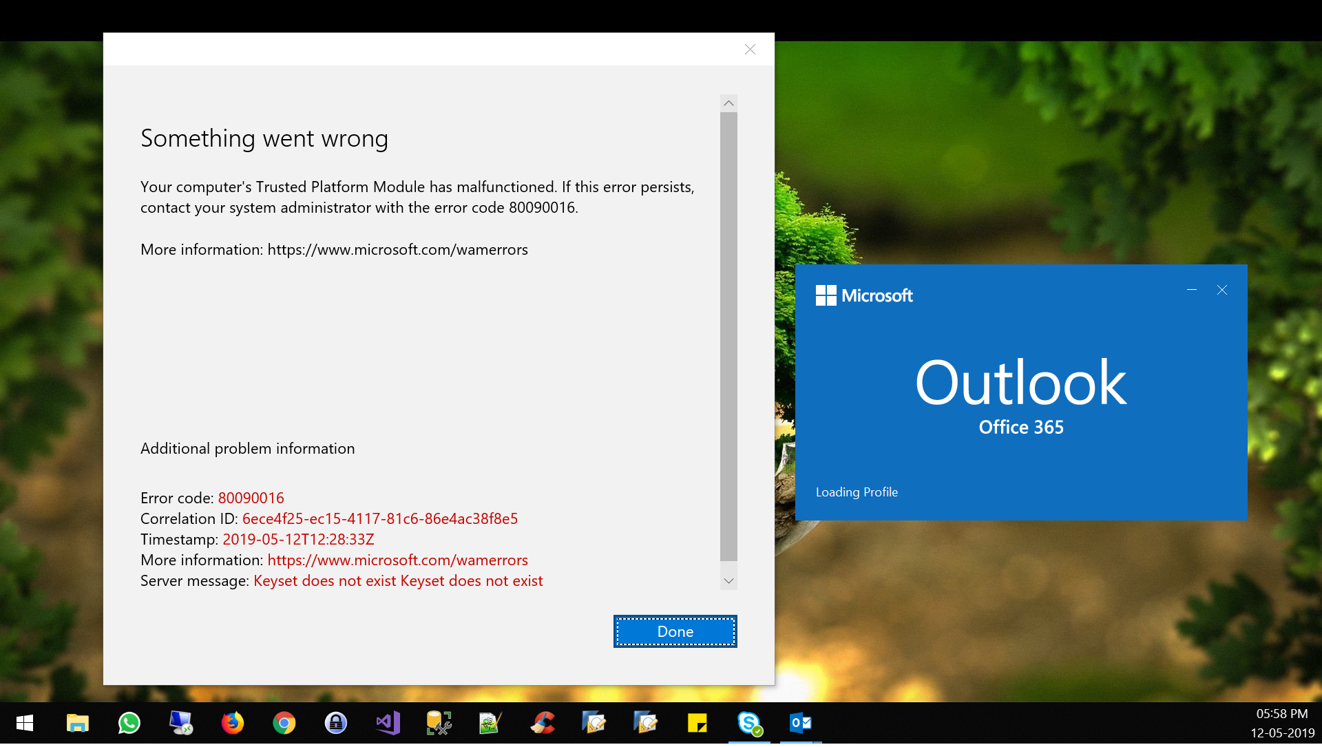 Keyset Does Not Exist Outlook Throw An Error If I Try To Login With Microsoft Community