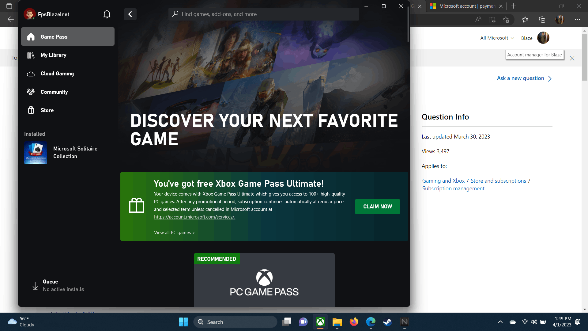 Cloud gaming options no longer showing/working with ultimate subscription  on PC. : r/XboxGamePass