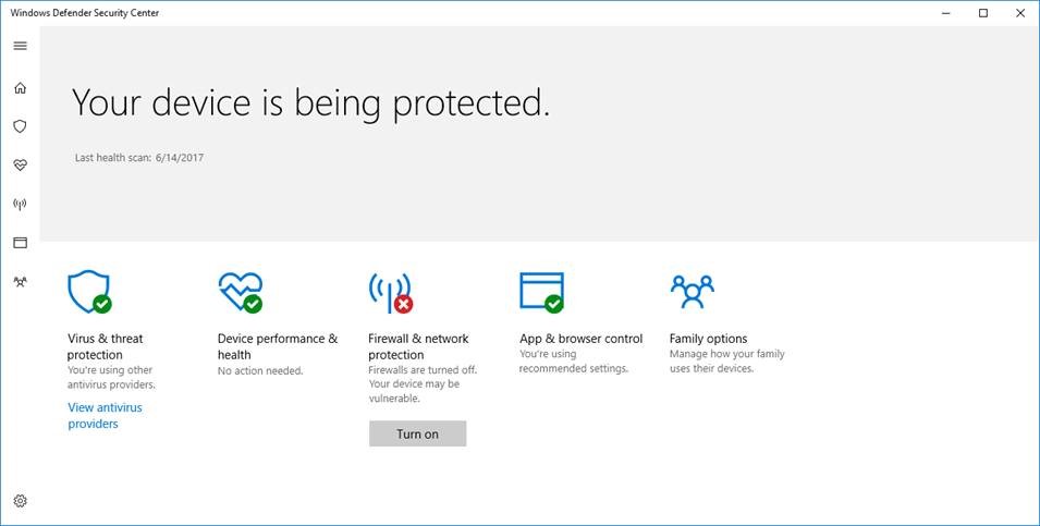 Does the Windows Defender Security Center identify that third party ...