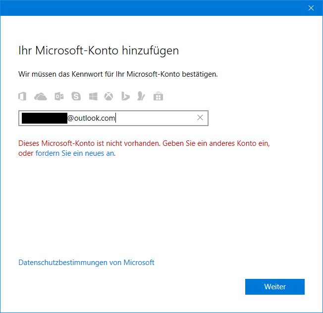 hotmail konto nicht vorhanden