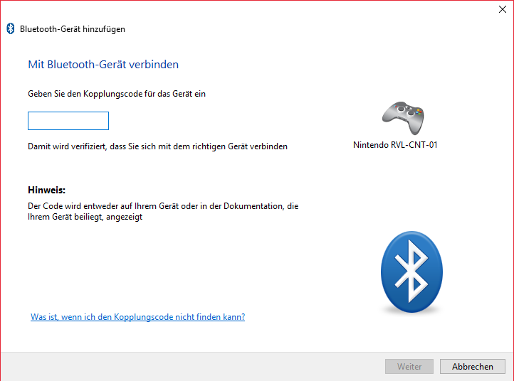 Das Überspringen einer Bluetooth PIN-Abfrage//Das Verbinden einer Wiimote mit dem PC