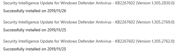 Windows Defender update stuck on 