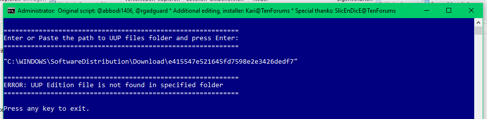 Fehlercode nach Update REDSTONE 4 Build 16362 läßt sich nicht beheben!