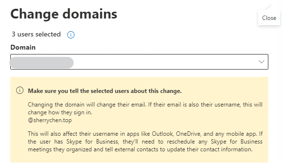 microsoft 365 change domain name