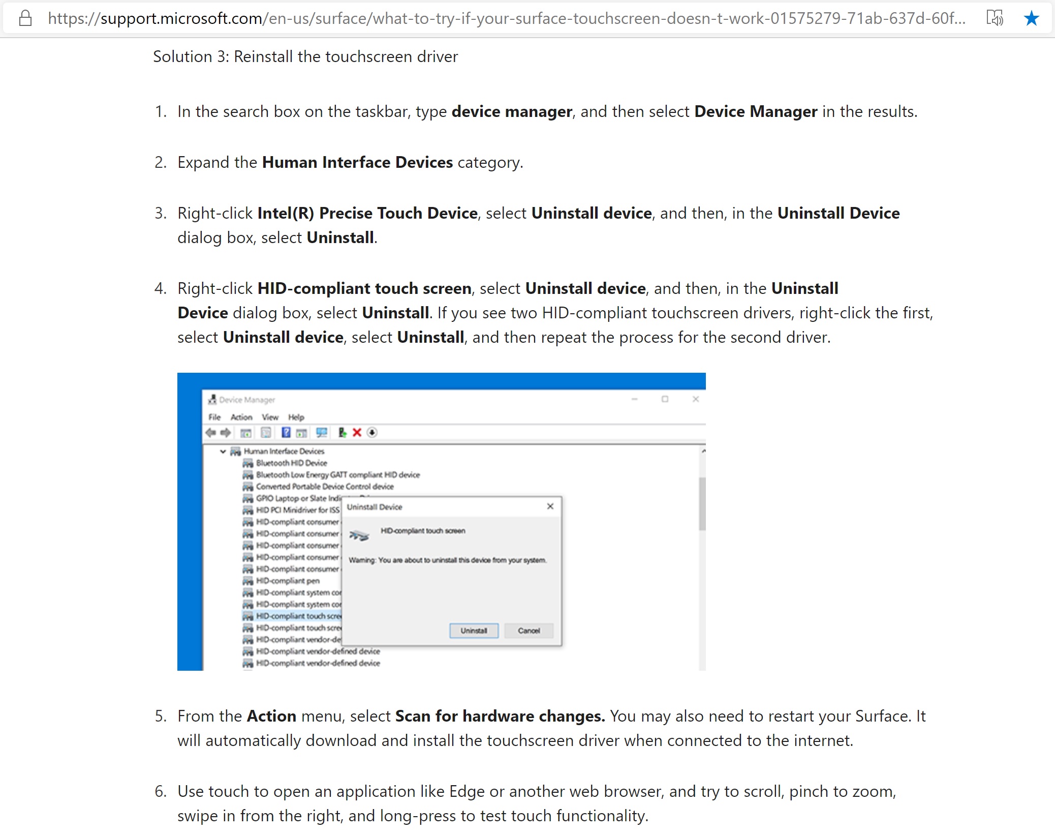 Touch Screen Is Not Working On Surface Pro 5th Gen, HID-Compliant.