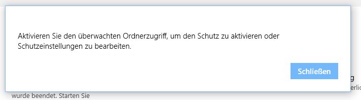 Viren und Bedrohungsschutz/Überwachten Ordnerzugriff