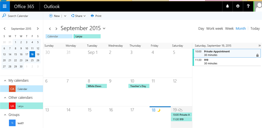 remove locked private appointment from a share calendar Microsoft