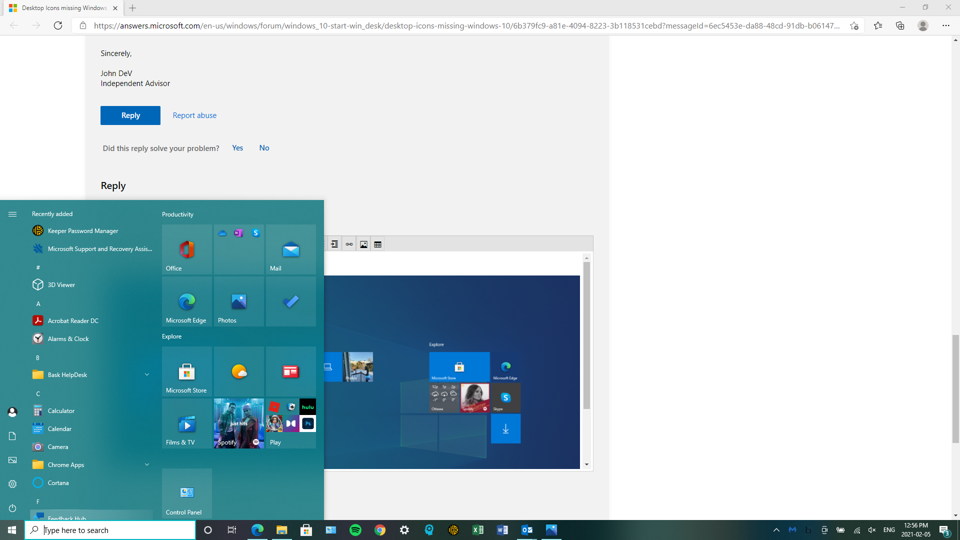 Desktop Icons missing Windows 10 - Microsoft Community
