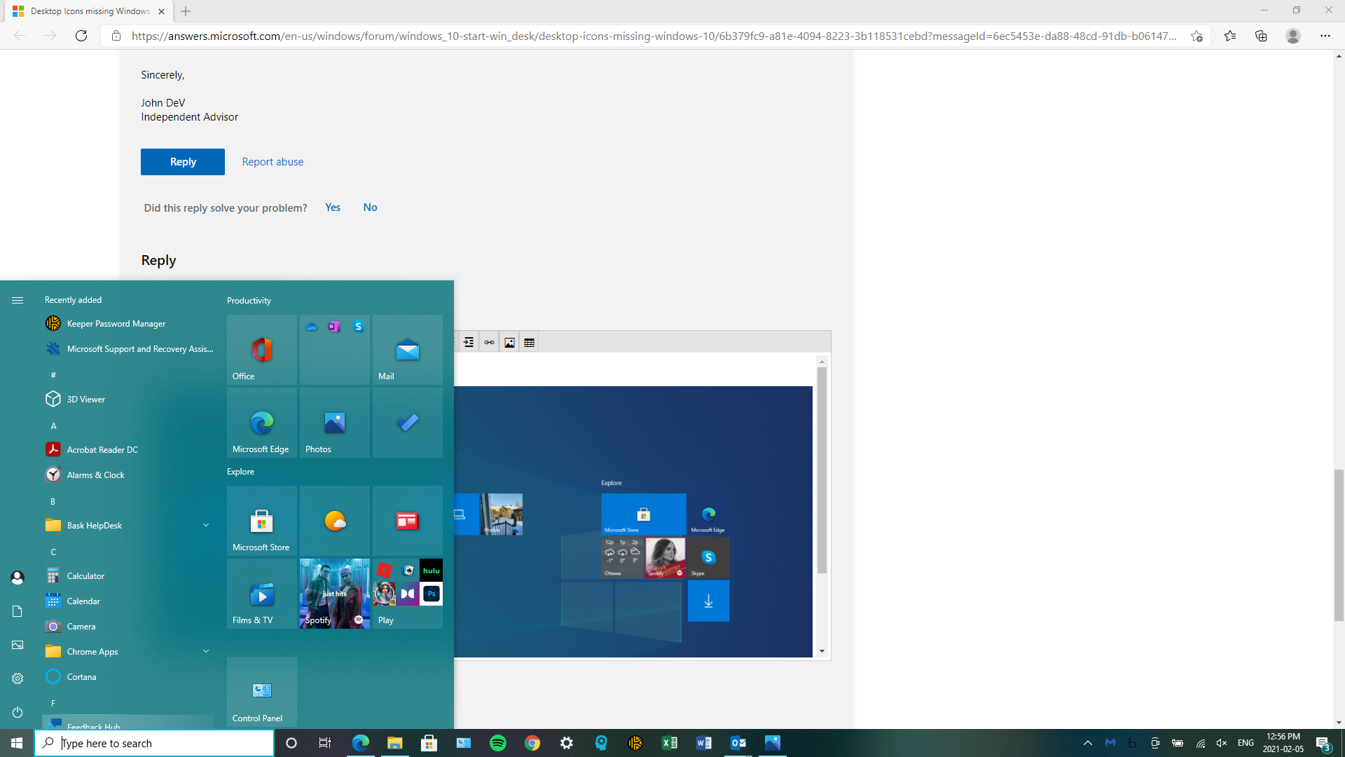 Desktop Icons missing Windows 10 Microsoft Community