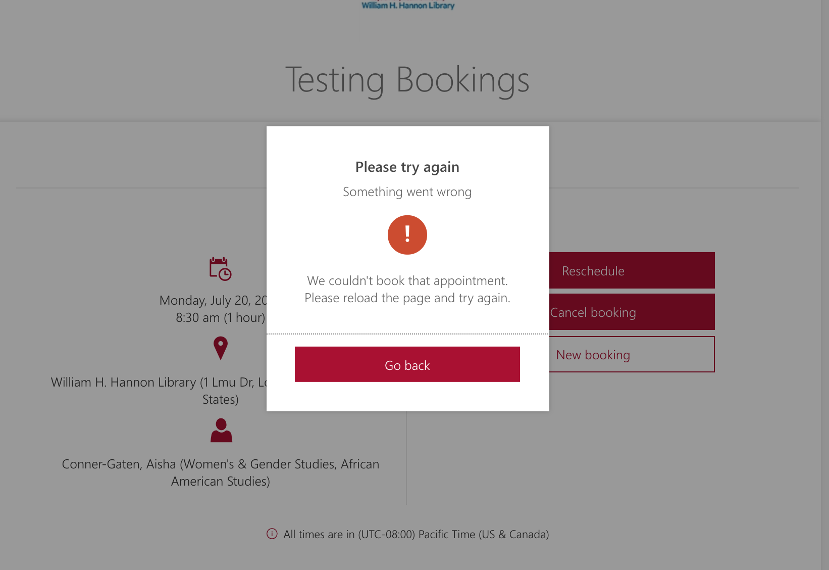 Microsoft Bookings 365: Error When Customer Tries To Cancel Booking ...