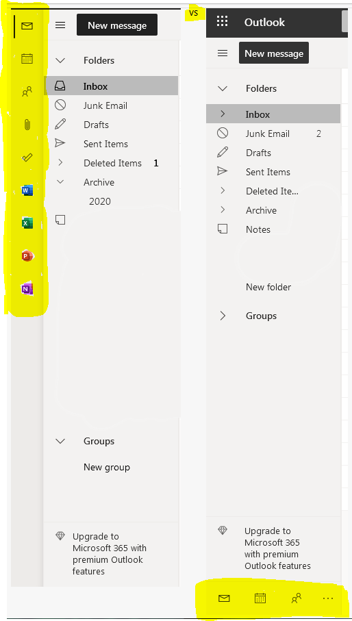 How to remove the 2025 side bar in outlook 365