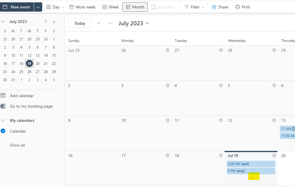 Outlook calendar events 'collapsed' into three dots, I want to see ...