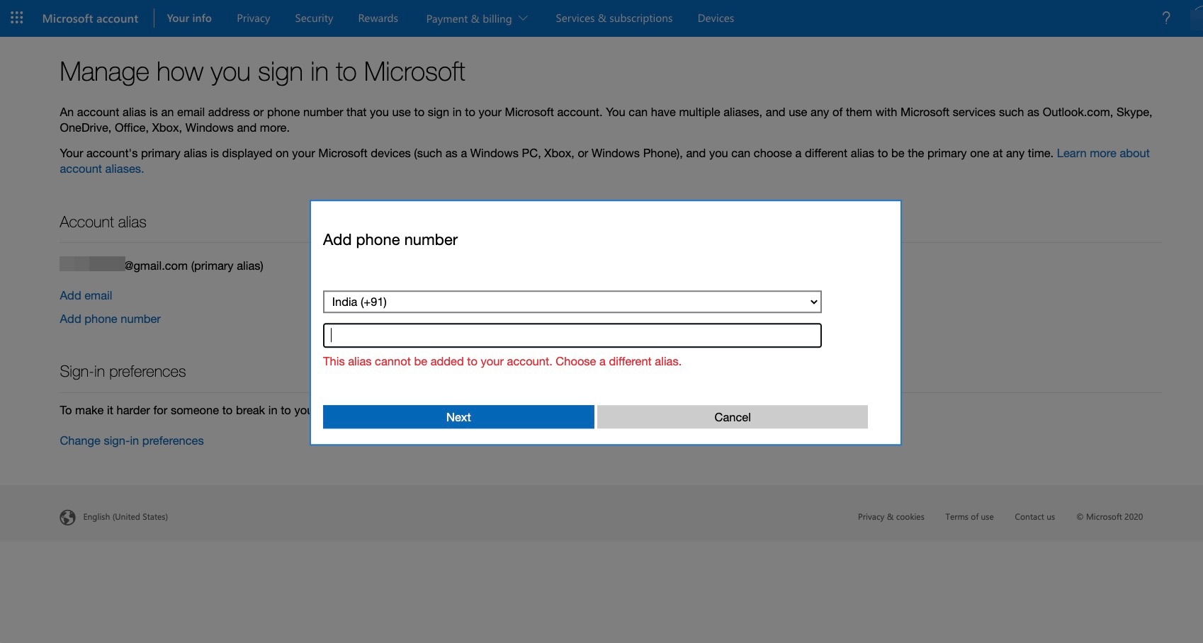 How to add an email address or phone number to your Microsoft account -  Microsoft Support